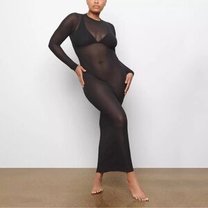 NWT Skims Summer Mesh Long Sleeve maxi Dress Size small